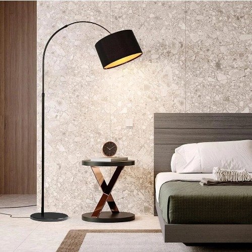 مصباح أرضي LED لغرفة المعيشة مع غطاء أسطواني قابل للتعديل وجهاز تحكم عن بعد