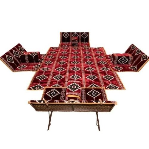 بساط رحلات أرضي تركي 5 قطع(200×300 سم)مبطن بـ 4 كراسي أرضية ومدّة – مريح للجلوس وقابل للطي ل 9 أشخاص